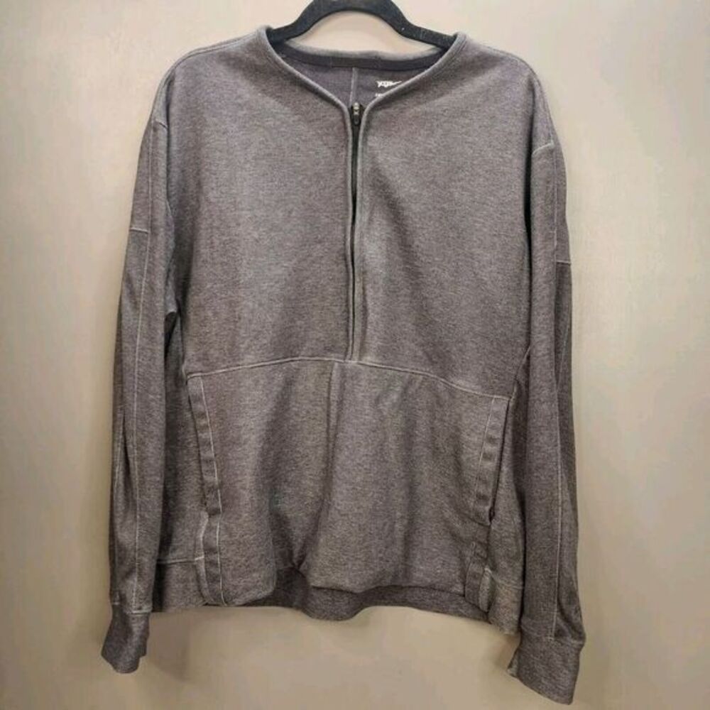 Nike Men's Pullover Large Gray Yoga 1/2 Zip Thumb Holes Dri-Fit Kangaroo Pockets